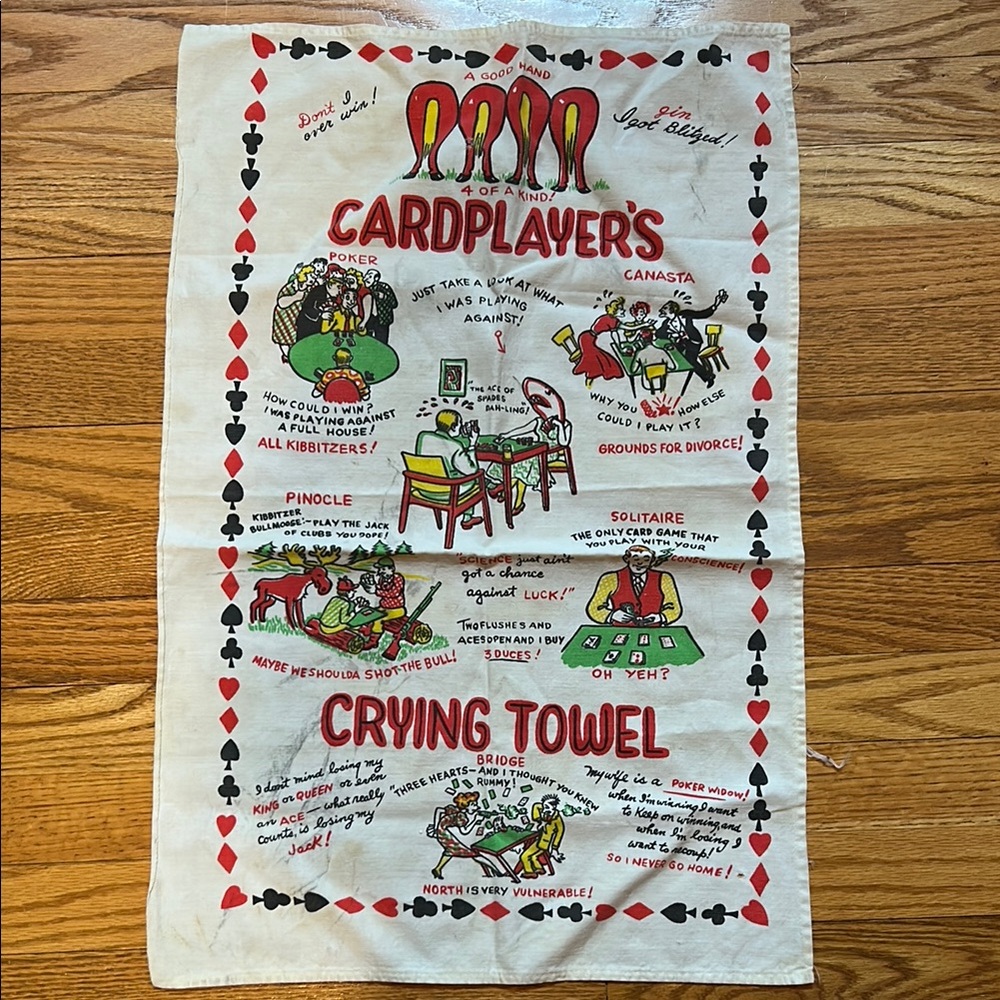 Cardplayer's Crying Towel with Colorful Illustrations